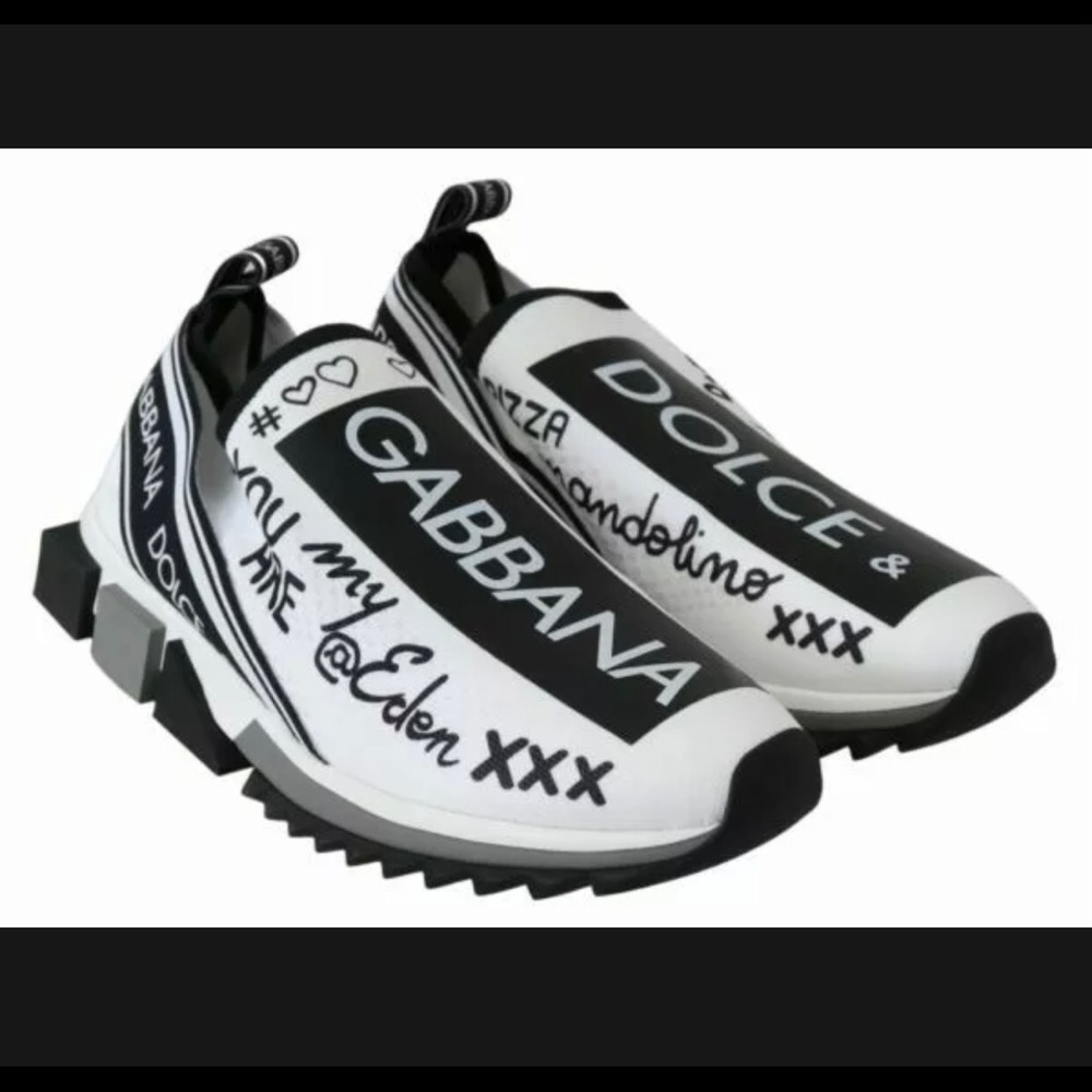 Dolce & Gabbana graffiti amore love sock knit stretch shoes sneakers slip on new